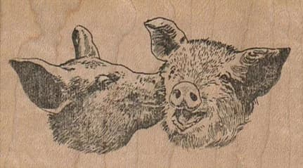 Kissing Pigs 3 X 1 3/4