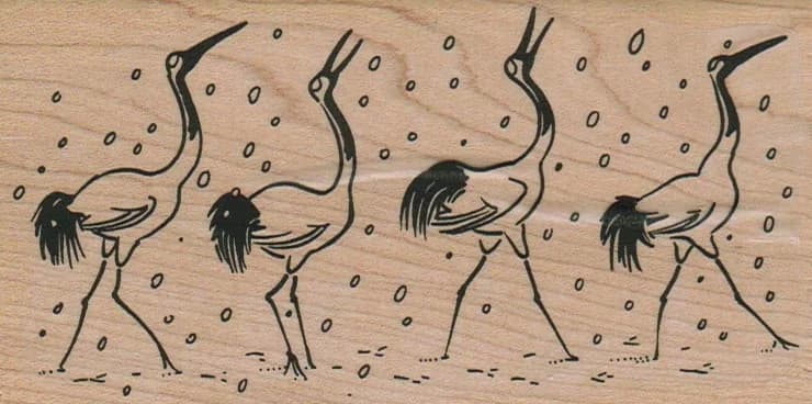 Crane Quartet In Snow 2 3/4 X 5