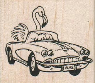 Flamingo Driving Car 2 1/4 X 2