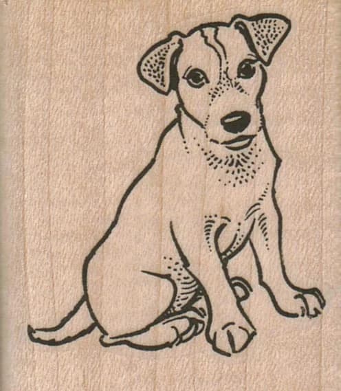 Sitting Jack Russell Dog 1 3/4 X 2