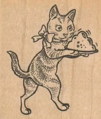 Cat With Dinner 2 1/2 X 2 3/4