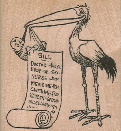 Stork With Baby & Bill 2 3/4 X 3