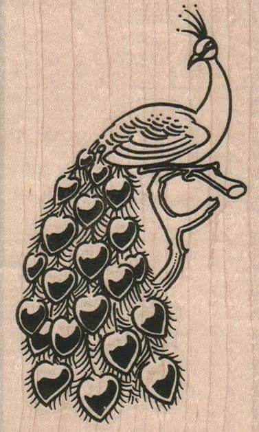 Peacock On Branch 2 3/4 X 4 1/4
