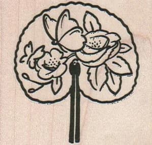 Butterfly & Flower Fan 2 1/4 X 2