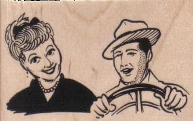 Happy Couple Driving 3 1/4 X 2