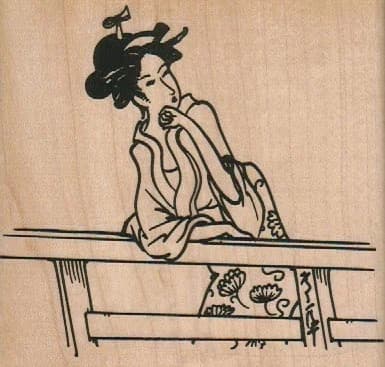 Geisha On Fence 4 X 3 3/4