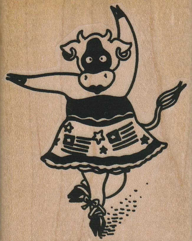 Patriotic Cow Ballerina 2 1/4 X 2 3/4