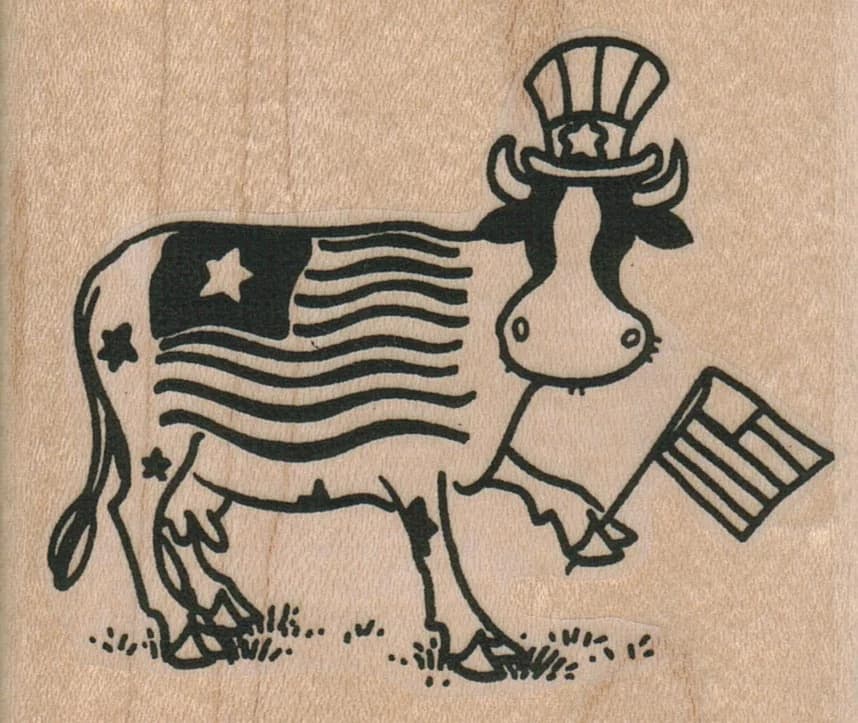 Flag Waving Cow 3 X 2 1/2