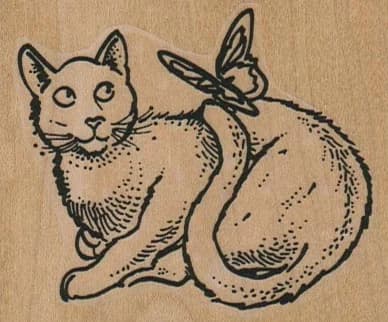 Cat With Butterfly On Tail 2 3/4 X 2 1/4