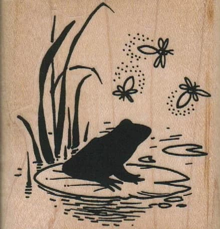 Frog On Pad/fireflies 2 1/4 X 2 1/2