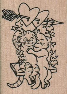 Loving Kitties On Swing 2 X 2 3/4