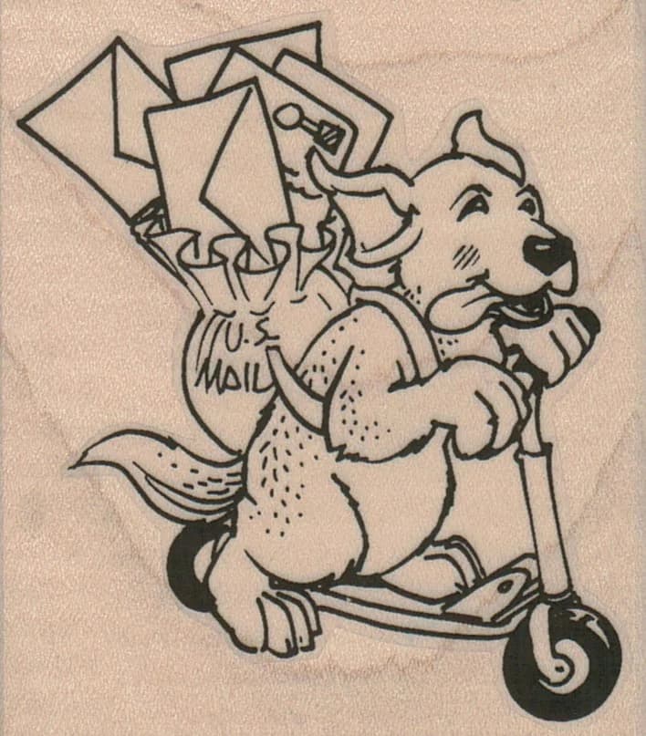 Scooter Dog Delivering Mail 2 1/2 X 2 3/4