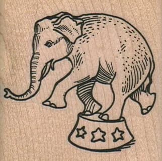 Circus Elephant Balancing 2 1/4 X 2 1/4