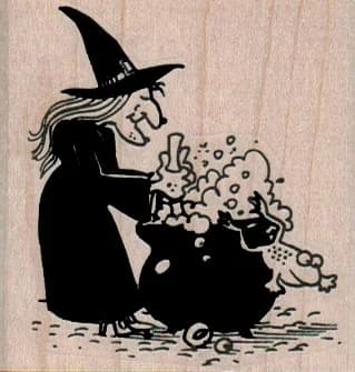 Witch Stirring Cauldron 2 1/4 X 2 1/4