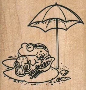 Frog Chilling With Beer/umbrella 3 X 3