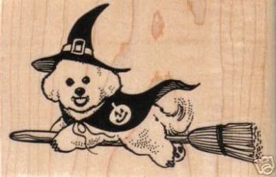 Bichon Witch On Broom 4 X 2 1/2