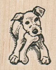 Fox Terrier With Bone 1 1/2 X 1 3/4