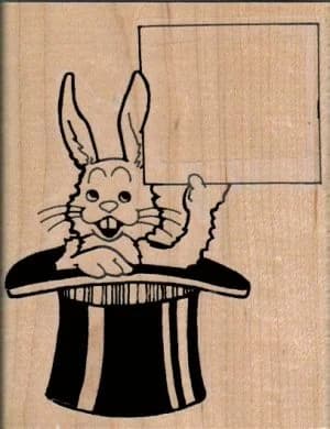 Bunny In Hat With Sign 2 3/4 X 3 1/2
