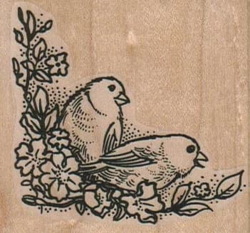 Bird Duo On Branches 2 1/2 X 2 1/4