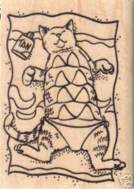 Sunbathing Cat 2 1/4 X 3