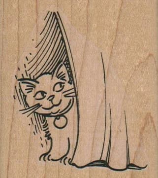 Cat Behind Curtain 2 1/4 X 2 1/2