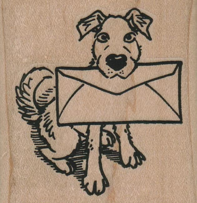 Dog With Envelope 2 1/4 X 2 1/4