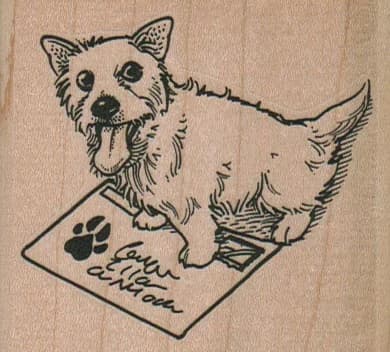 Dog With Stamped Envelope 2 3/4 X 2 1/2