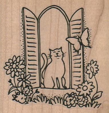 Cat Window/butterfly 2 3/4 X 2 3/4