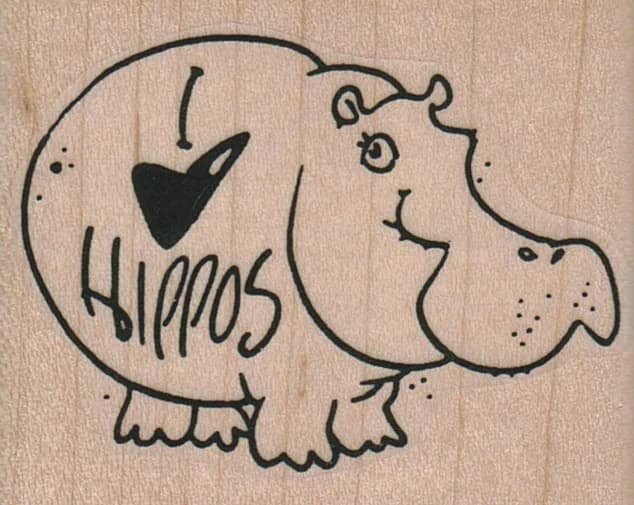 I Love Hippos 2 1/4 X 1 3/4