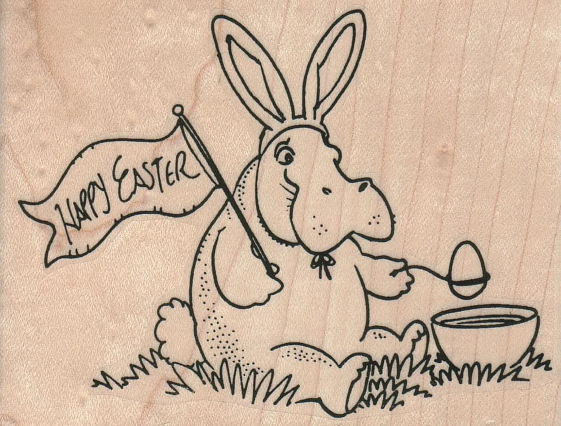 Easter Hippo Coloring Eggs 4 X 3