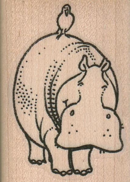 Hippo With Bird 1 1/2 X 2