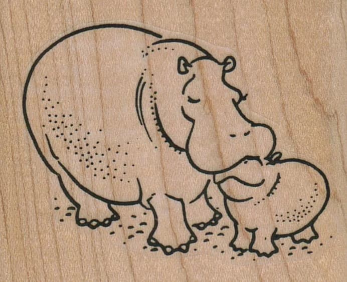 Mama And Baby Hippo 2 1/2 X 2