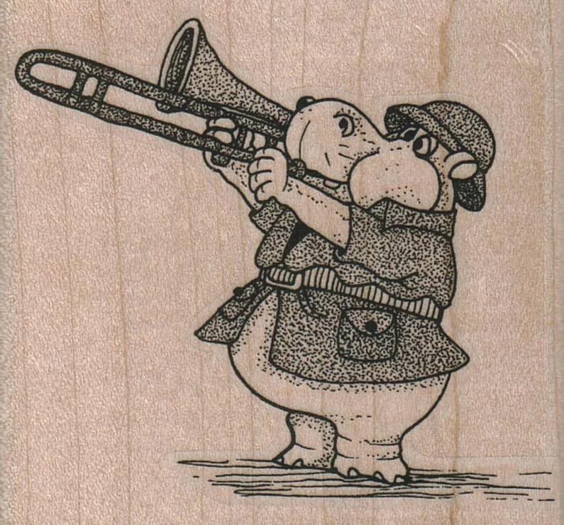 Hippo Playing Trombone 2 3/4 X 2 1/2