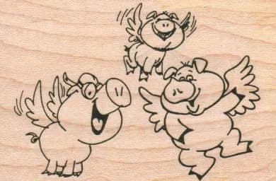 Three Flying Pigs 2 1/4 X 3 1/4