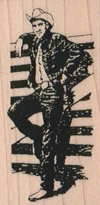 Cowboy Leaning On Fence 1 1/2 X 2 3/4