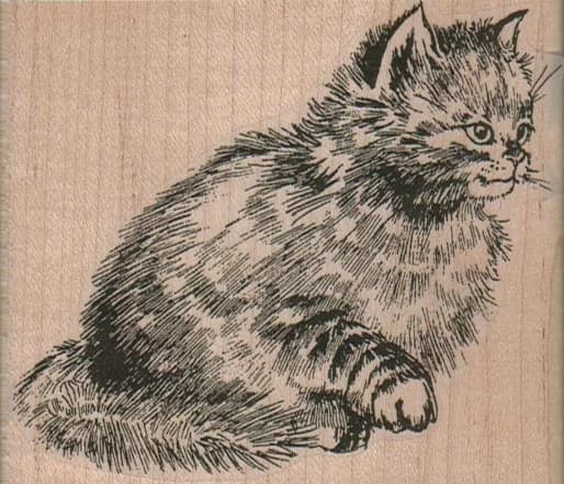 Cat With Raised Paw 3 1/2 X 3