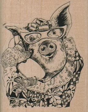 Pig On Phone 2 X 2 1/2