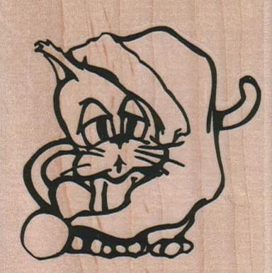 Cat In Santa Cap 2 3/4 X 2 3/4