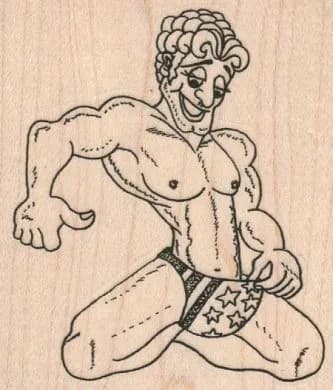 Kneeling Patriotic Muscle Man 2 1/2 x 2 3/4