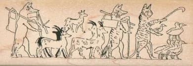 Egyptian Cat Scene 1 3/4 X 4 3/4