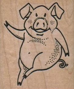 Pig Waving 1 3/4 X 2