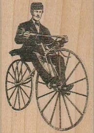 Man On Old Fashioned Bike 2 X 2 3/4