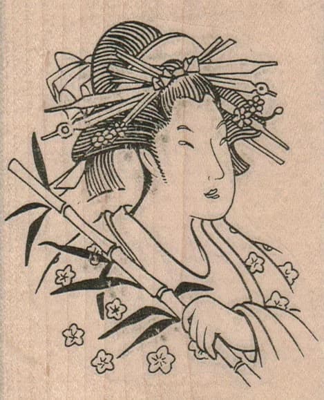 Geisha With Bamboo 3 1/4 X 4