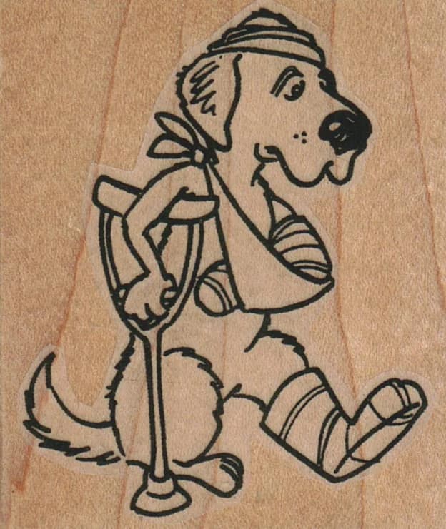 Dog On Crutch 2 1/4 X 2 1/2
