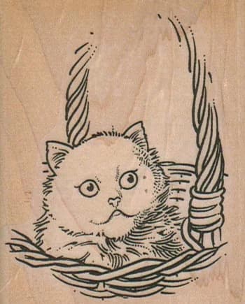 Kitty In Basket 2 1/2 X 3