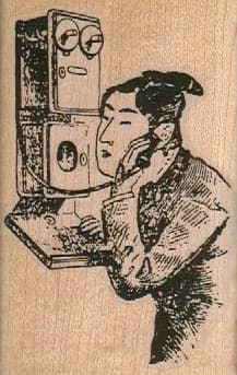 Geisha On Phone 2 1/4 X 3 1/2