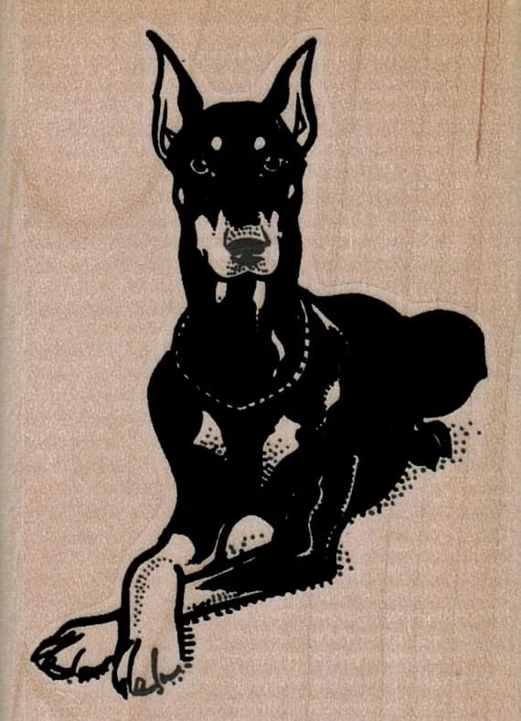 Doberman Dog On Duty 2 X 2 3/4