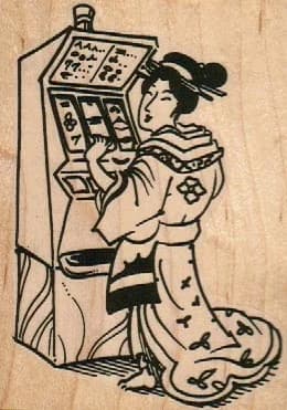 Geisha & Slot Machine 2 3/4 X 3 3/4