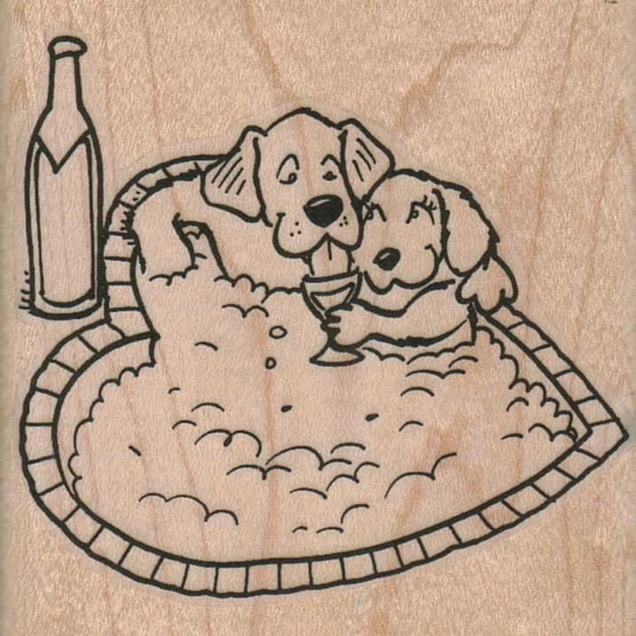 Dogs In Heart Hottub 2 1/2 X 2 1/2