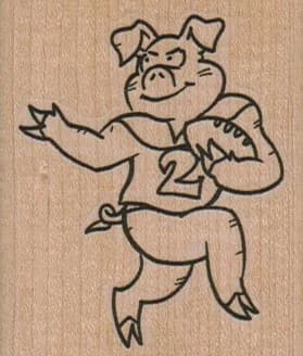 Pig Running With Pigskin 2 X 2 1/4